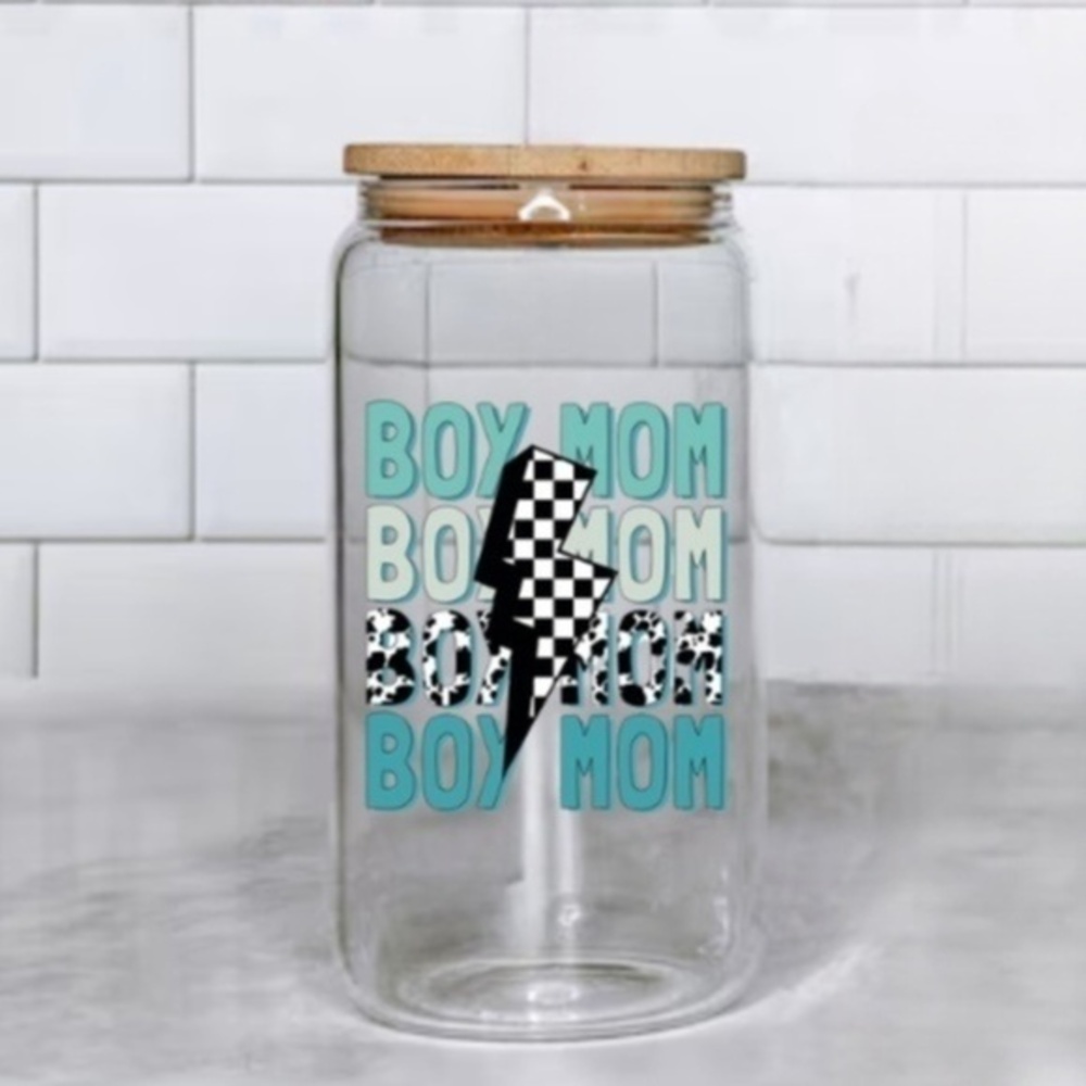 Boy Mom Glass Cup